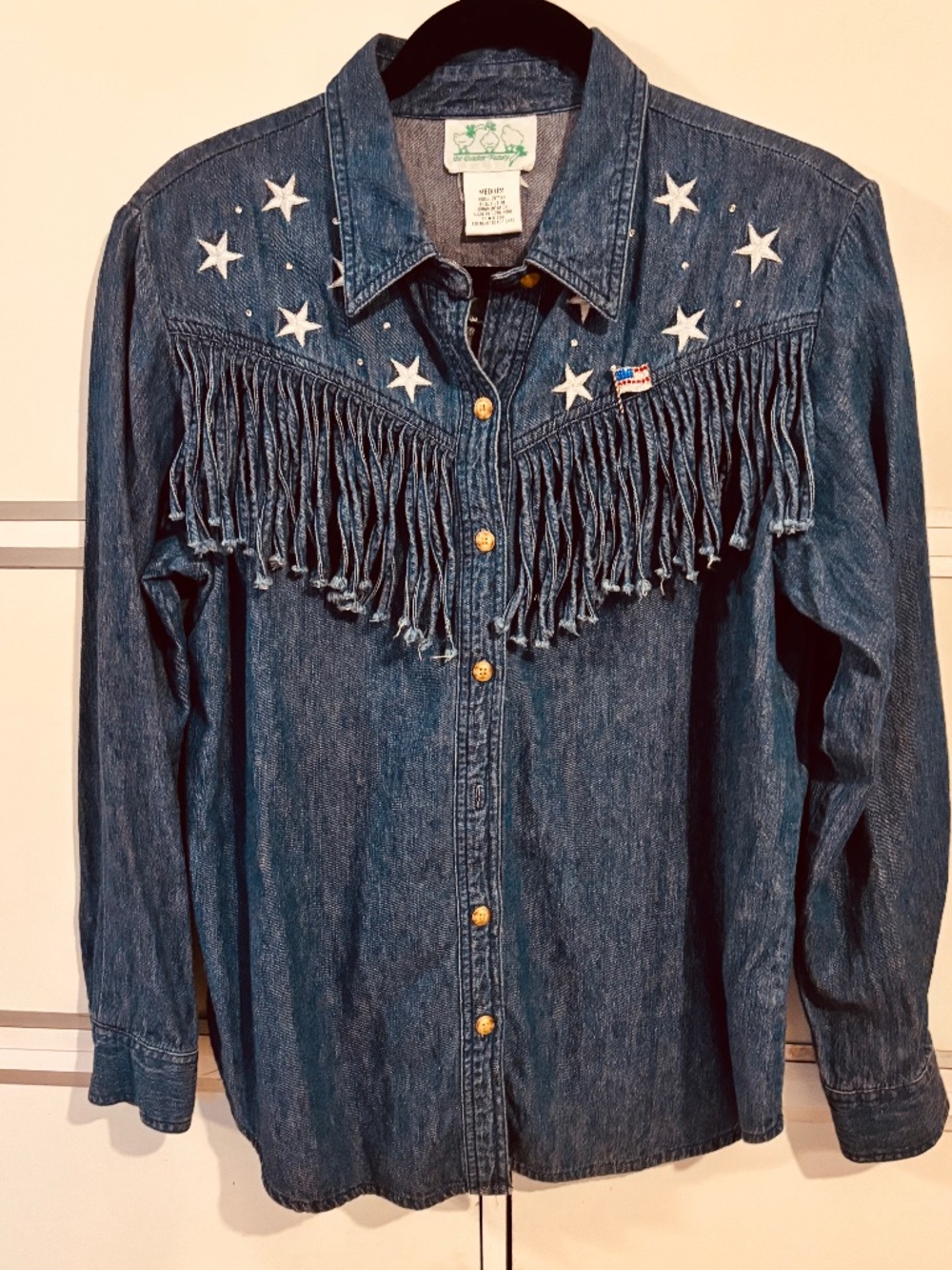 The Quacker Factory Western Style Denim Button Down Shirt Medium - Picture 4 of 4